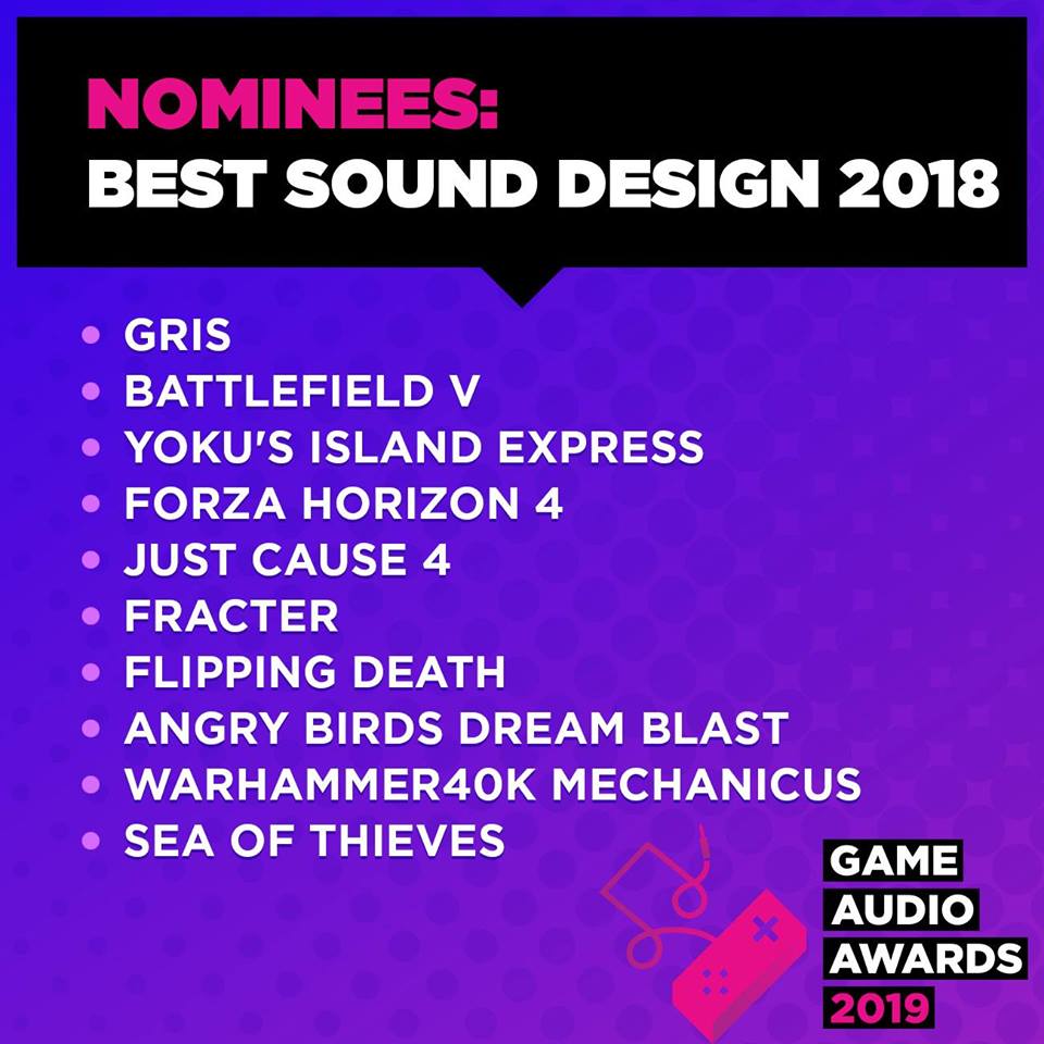Game audio awards 2018